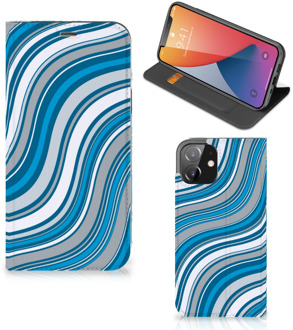 B2Ctelecom Hoesje iPhone 12 | iPhone 12 Pro Book Case Golven Blauw