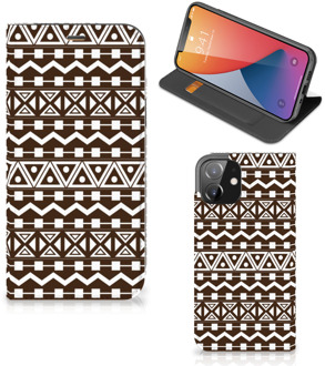 B2Ctelecom Hoesje iPhone 12 | iPhone 12 Pro Bookcase Aztec Brown