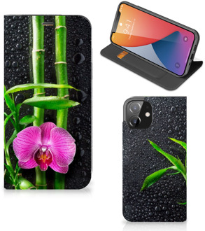 B2Ctelecom Hoesje iPhone 12 | iPhone 12 Pro Wallet Bookcase Orchidee