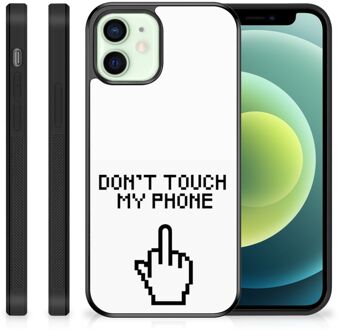 B2Ctelecom Hoesje iPhone 12 Mini Leuk TPU Back Case met Zwarte rand Finger Don't Touch My Phone