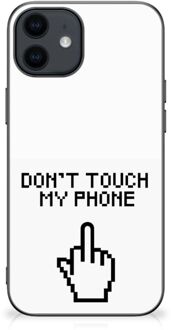 B2Ctelecom Hoesje iPhone 12 Pro | 12 (6.1") Leuk TPU Back Case met Zwarte rand Finger Don't Touch My Phone