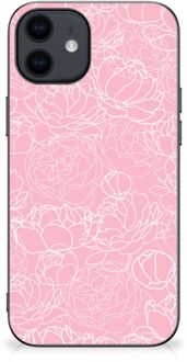 B2Ctelecom Hoesje iPhone 12 Pro | 12 (6.1") Telefoonhoesje met Zwarte rand Witte Bloemen