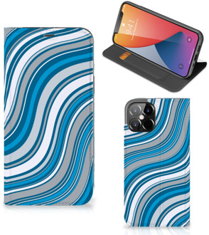 B2Ctelecom Hoesje iPhone 12 Pro Max Book Case Golven Blauw