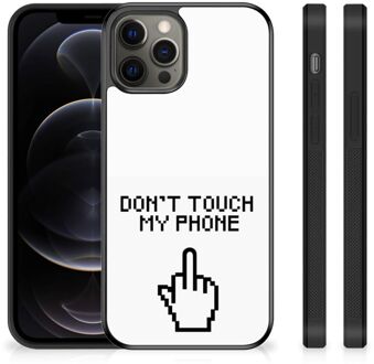 B2Ctelecom Hoesje iPhone 12 Pro Max Leuk TPU Back Case met Zwarte rand Finger Don't Touch My Phone