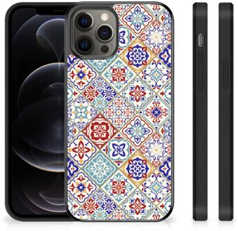 B2Ctelecom Hoesje iPhone 12 Pro Max Leuk TPU Back Cover met Zwarte rand Tegels Kleur