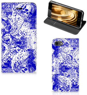 B2Ctelecom Hoesje iPhone 7 | 8 Angel Skull Blue