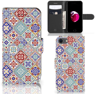 B2Ctelecom Hoesje iPhone 7/8 en iPhone SE 2020 Bookcase Tiles Color