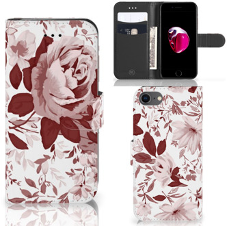 B2Ctelecom Hoesje iPhone 7/8 en iPhone SE 2020 Bookcase Watercolor Flowers