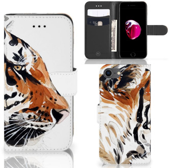 B2Ctelecom Hoesje iPhone 7/8 en iPhone SE 2020 Bookcase Watercolor Tiger