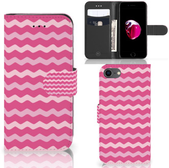 B2Ctelecom Hoesje iPhone 7/8 en iPhone SE 2020 Bookcase Waves Pink