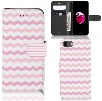 B2Ctelecom Hoesje iPhone 7/8 en iPhone SE 2020 Bookcase Waves Roze