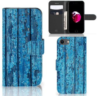 B2Ctelecom Hoesje iPhone 7/8 en iPhone SE 2020 Bookcase Wood Blue