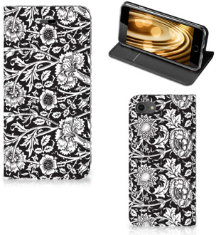 B2Ctelecom Hoesje iPhone 8 | 7 | SE (2020) Bookcase Black Flowers