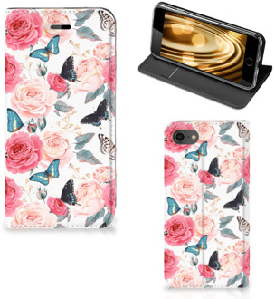 B2Ctelecom Hoesje iPhone 8 | 7 | SE (2020) Bookcase Butterfly Roses