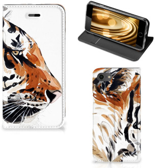 B2Ctelecom Hoesje iPhone SE (2020) | 7 | 8 Standcase Watercolor Tiger