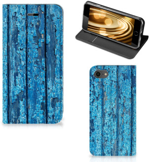 B2Ctelecom Hoesje iPhone SE (2020) | 7 | 8 Standcase Wood Blue