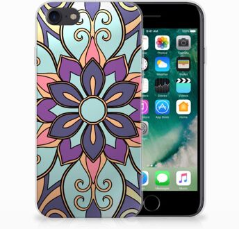 B2Ctelecom Hoesje iPhone SE (2020) en iPhone 8 | 7 Purple Flower