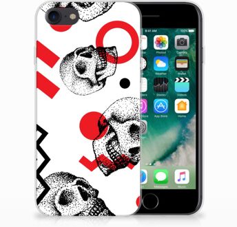 B2Ctelecom Hoesje iPhone SE (2020) en iPhone 8 | 7 Skull Red