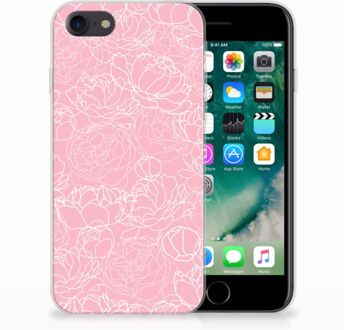 B2Ctelecom Hoesje iPhone SE (2020) en iPhone 8 | 7 White Flowers