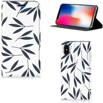 B2Ctelecom Hoesje iPhone X/10 | Xs Design Leaves Blue