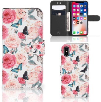 B2Ctelecom Hoesje iPhone X | Xs Butterfly Roses