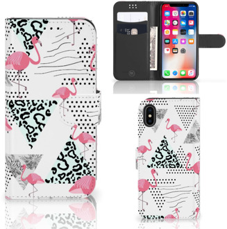 B2Ctelecom Hoesje iPhone X | Xs Flamingo Triangle