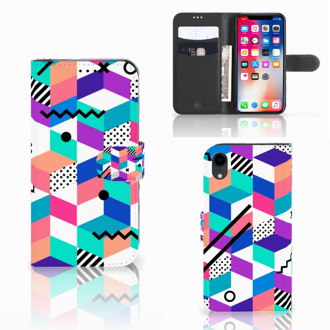 B2Ctelecom Hoesje iPhone Xr Design Blocks Colorful