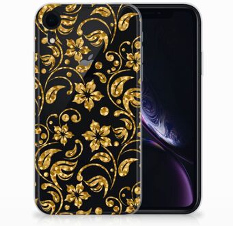 B2Ctelecom Hoesje iPhone Xr Design  Gouden Bloemen