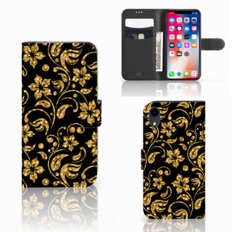 B2Ctelecom Hoesje iPhone Xr Gouden Bloemen