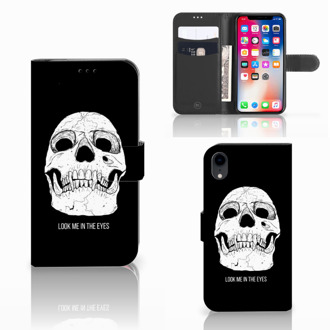 B2Ctelecom Hoesje iPhone XR met ruimte voor pasjes Skull Eyes