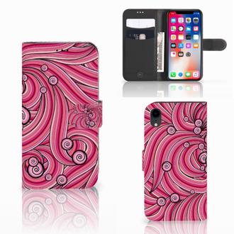 B2Ctelecom Hoesje iPhone XR met ruimte voor pasjes Swirl Pink