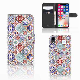 B2Ctelecom Hoesje iPhone XR met ruimte voor pasjes Tiles Color