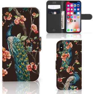 B2Ctelecom Hoesje iPhone Xs Pauw met Bloemen