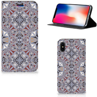 B2Ctelecom Hoesje iPhone Xs | X 10 Design Flower Tiles