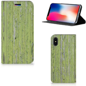 B2Ctelecom Hoesje iPhone Xs | X 10 Design Green Wood