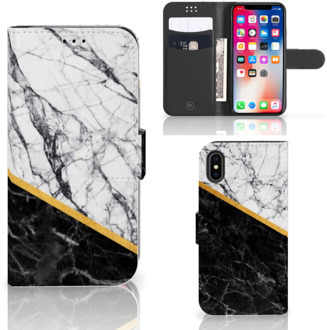 B2Ctelecom Hoesje iPhone Xs | X Marble White Black