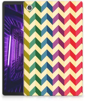 B2Ctelecom Hoesje Lenovo Tab M10 Plus Leuk Siliconen Bumper Zigzag Color met transparant zijkanten