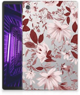 B2Ctelecom Hoesje Lenovo Tab M10 Plus Silicone Tablet Hoes Design Watercolor Flowers met transparant zijkanten