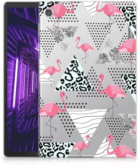 B2Ctelecom Hoesje Lenovo Tab M10 Plus Tablet Cover Flamingo Triangle met transparant zijkanten