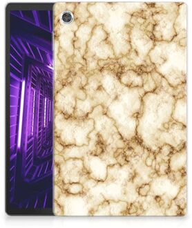 B2Ctelecom Hoesje Lenovo Tab M10 Plus TPU Case Marmer Goud met transparant zijkanten