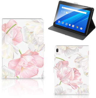 B2Ctelecom Hoesje maken Lenovo Tab E10 Cover met Magneetsluiting Mooie Bloemen