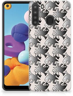 B2Ctelecom Hoesje maken Samsung Galaxy A21 Telefoonhoesje Salamander Grey