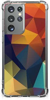 B2Ctelecom Hoesje maken Samsung Galaxy S21 Ultra GSM Hoesje met doorzichtige rand Polygon Color