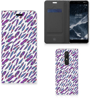 B2Ctelecom Hoesje met Magneet Nokia 5.1 (2018) Feathers Color