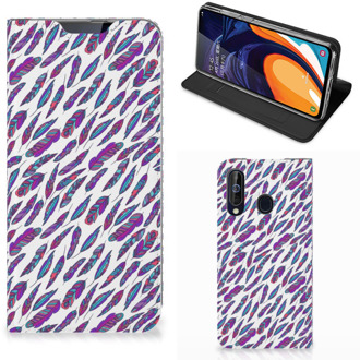 B2Ctelecom Hoesje met Magneet Samsung Galaxy A60 Feathers Color