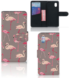 B2Ctelecom Hoesje met naam Alcatel 1B (2020) Wallet Book Case Flamingo