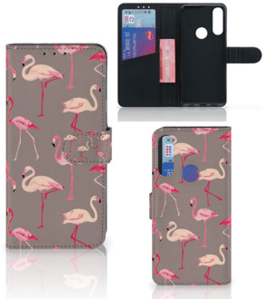 B2Ctelecom Hoesje met naam Alcatel 1S 2020 Wallet Case Flamingo