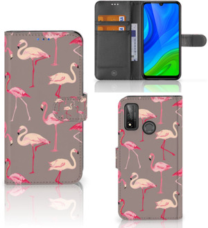 B2Ctelecom Hoesje met naam Huawei P Smart 2020 Wallet Book Case Flamingo