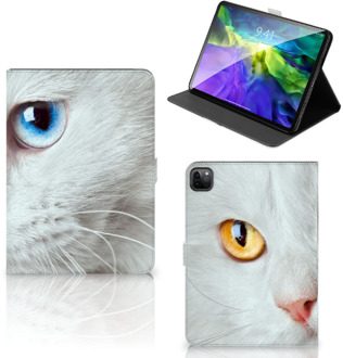 B2Ctelecom Hoesje met naam iPad Pro 11 (2020) Cover met Magneetsluiting Witte Kat