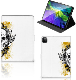 B2Ctelecom Hoesje met naam iPad Pro 11 (2020) Tablet Hoes met Magneetsluiting Skull Gold